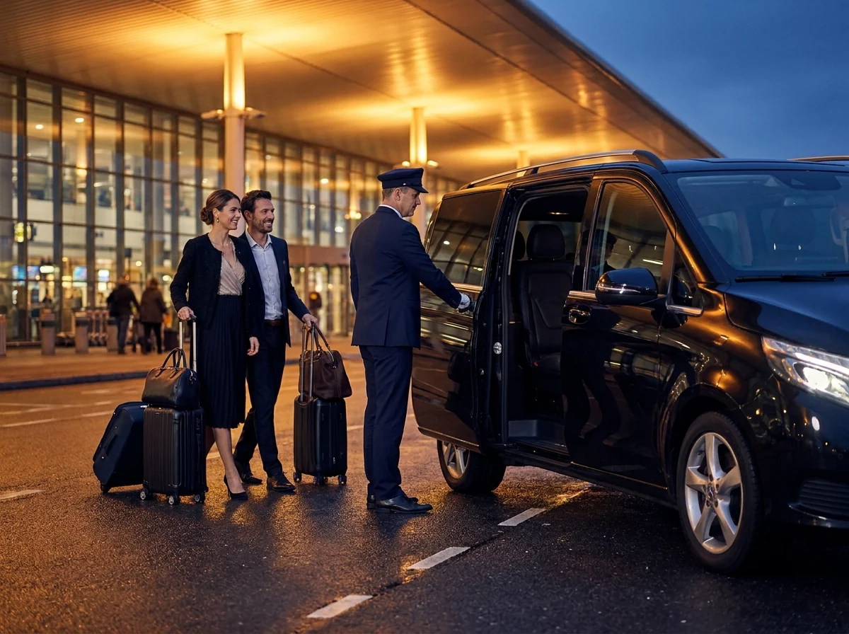 Autista Swiss NCC accoglie i clienti all'aeroporto